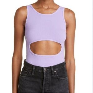 Sandy Liang Lilac Cut-Out Bodysuit